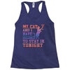 my cat and i stay in tonight Racerback Tank