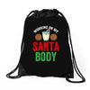 working on my santa body Drawstring Bags
