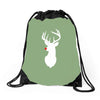deer skull christmas Drawstring Bags
