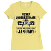 never underestimate an old man who was born in january Ladies Fitted T-Shirt