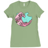 japanese pastel kawaii anime meme surf beach wave Ladies Fitted T-Shirt