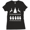 christmas scene reindeer funny Ladies Fitted T-Shirt