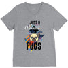 who loves pugs V-Neck Tee