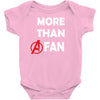 avengers more than a fan white logo Baby Bodysuit