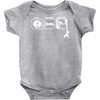 eat sleep climb   2 climbers distressed Baby Onesie