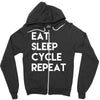eat sleep cycle repeat Zipper Hoodie