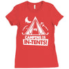 white ink camping is in tents funny Ladies Fitted T-Shirt