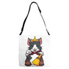 lucky cait sith Adjustable Strap Totes