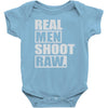 real men shoot raw Baby Bodysuit