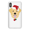 golden retriever dog with red santa's hat iPhoneX