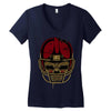 american football skull Women's V-Neck T-Shirt