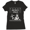 christmas funny dog &amp; snowman Ladies Fitted T-Shirt