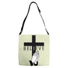 i believe in cross and pray Adjustable Strap Totes