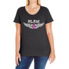 angel wing believe breast cancer Ladies Curvy T-Shirt