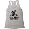 trex hates swimming Racerback Tank
