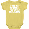 if you met my family you would understand Baby Onesie