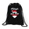 sleigh all day Drawstring Bags