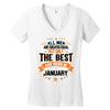 All Men Created Equal But The Best Born In January Women's V-Neck T-Shirt