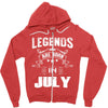 Legends Are Born In July Zipper Hoodie