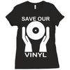 save our vinyl dj club Ladies Fitted T-Shirt