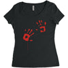bloody hand print funny zombie kill undead blood horror killer Women's Triblend Scoop T-shirt