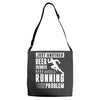 beer drinker with a running problem Adjustable Strap Totes