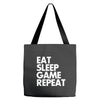 eat sleep game repeat Tote Bags