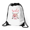wild one Drawstring Bags