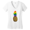 rainbow pineaplle Women's V-Neck T-Shirt