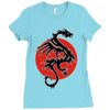 sun dragon with pearl   black red white Ladies Fitted T-Shirt