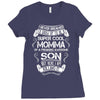 Super Cool Momma Of A Freaking Awesome Son Ladies Fitted T-Shirt