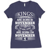 Real Kings Are Born On November 4 Ladies Fitted T-Shirt