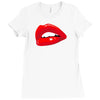 lips red kiss passion girl Ladies Fitted T-Shirt