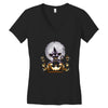 witch cat night Women's V-Neck T-Shirt