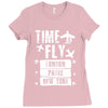 TIME TO FLY TO LONDON PARIS NEW YORK Ladies Fitted T-Shirt