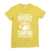 whiskey and camping! Ladies Fitted T-Shirt