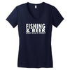 fishing beer Women's V-Neck T-Shirt