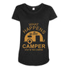what happens in camper stays in camper vintage style camp funny Maternity Scoop Neck T-shirt