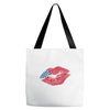 American Flag Lips Tote Bags
