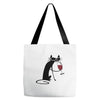 cat and wine Tote Bags