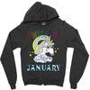 unicorns are born in january cute unicorn Zipper Hoodie