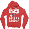 weekend forcast guitar with a chance of drinking Zipper Hoodie