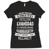 Super Cool Granddad Of A Freaking Awesome Granddaughter Ladies Fitted T-Shirt