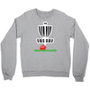 disc golf frisbee leaning on target basket innova Crewneck Sweatshirt