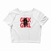 geek girl 3 4 sleeve baseball Crop Top