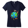 animal polygon around the planet Women's V-Neck T-Shirt