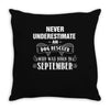 never underestimate an old man who was born in september Throw Pillow