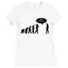 stop following me funny darwins evolution parody mens white t shirt Ladies Fitted T-Shirt