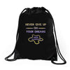 never give up on dreams Drawstring Bags