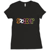soccer neon rhinestud Ladies Fitted T-Shirt